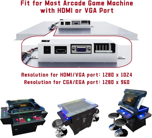 Alt view image 4 of 6 - 26 inch Arcade Monitor, 4:3 Ratio LCD Gaming Monitor for HDMI/VGA/CGA/EGA Arcade Machine