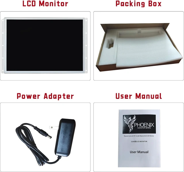 Alt view image 6 of 6 - 26 inch Arcade Monitor, 4:3 Ratio LCD Gaming Monitor for HDMI/VGA/CGA/EGA Arcade Machine