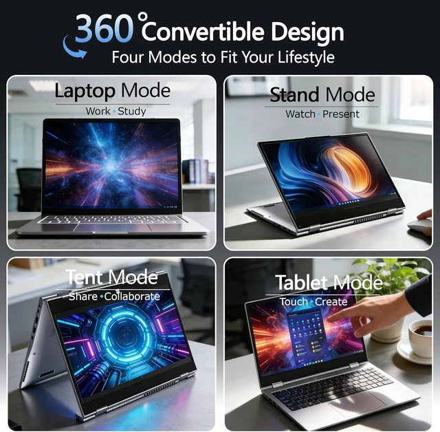 Alt view image 3 of 7 - 15.6" Yoga 2-in-1 Touchscreen Laptop, 8GB RAM 256GB SSD