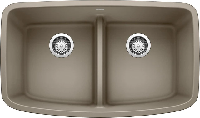 Main image of Valea Equal Double Bowl Kitchen Sink with Low Divide, Truffle