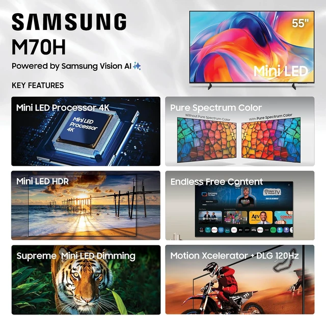 Alt view image 3 of 6 - 55-Inch Class M70H Series, Mini LED, 4K, Smart TV, 2026 Model