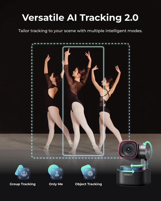 Alt view image 6 of 7 - Tiny 3 AI-Powered Spatial Audio 4K Webcam, AI Tracking PTZ Camera