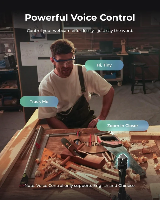 Alt view image 7 of 7 - Tiny 3 AI-Powered Spatial Audio 4K Webcam, AI Tracking PTZ Camera