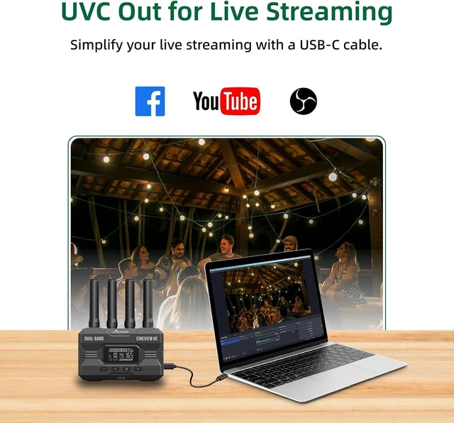 Alt view image 4 of 7 - CineView HE Wireless Video Transmitte&Receiver, 2.4+5Ghz, UVC Out for Live Streaming 1080p60 0.06s Latency 1200ft Range up to 4 Devices Monitoring, Compatible with CineView M7 Pro/2 SDI/SE