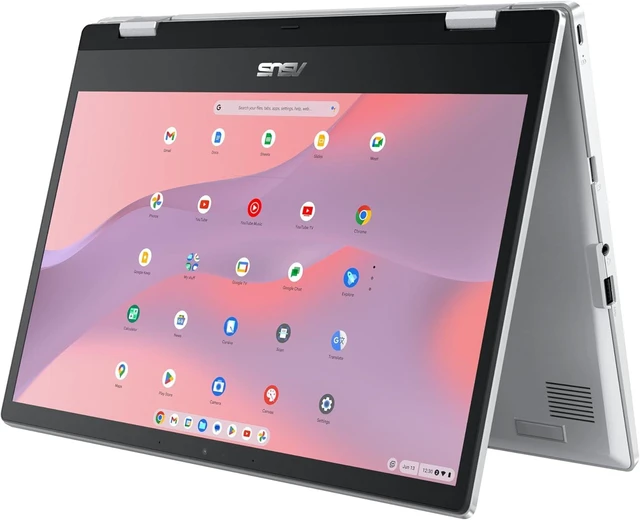 Main image of Chromebook Flip CX1 Convertible Laptop, 14" FHD NanoEdge 360-degree Touchscreen, Celeron N4500 Processor, 128GB eMMC Storage, 8GB RAM, ChromeOS, Transparent Silver, CX1400FKA-AS88FT