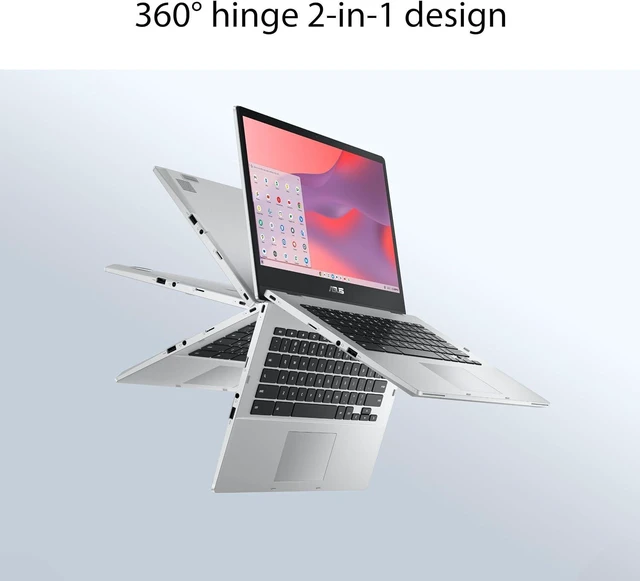 Alt view image 2 of 7 - Chromebook Flip CX1 Convertible Laptop, 14" FHD NanoEdge 360-degree Touchscreen, Celeron N4500 Processor, 128GB eMMC Storage, 8GB RAM, ChromeOS, Transparent Silver, CX1400FKA-AS88FT