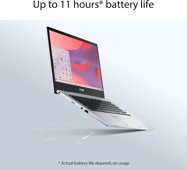Alt view image 6 of 7 - Chromebook Flip CX1 Convertible Laptop, 14" FHD NanoEdge 360-degree Touchscreen, Celeron N4500 Processor, 128GB eMMC Storage, 8GB RAM, ChromeOS, Transparent Silver, CX1400FKA-AS88FT