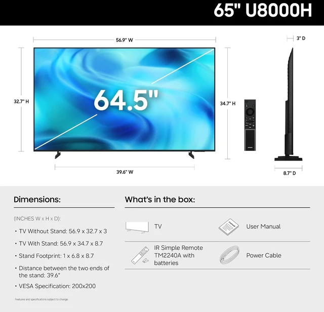 Alt view image 2 of 7 - 65-Inch Class Crystal UHD U8000H Series Vision AI Smart TV (2026 Model, 65U8000H) Processor 4K, Endless Free Content, Motion Xcelerator, Color Booster, Alexa Built-in
