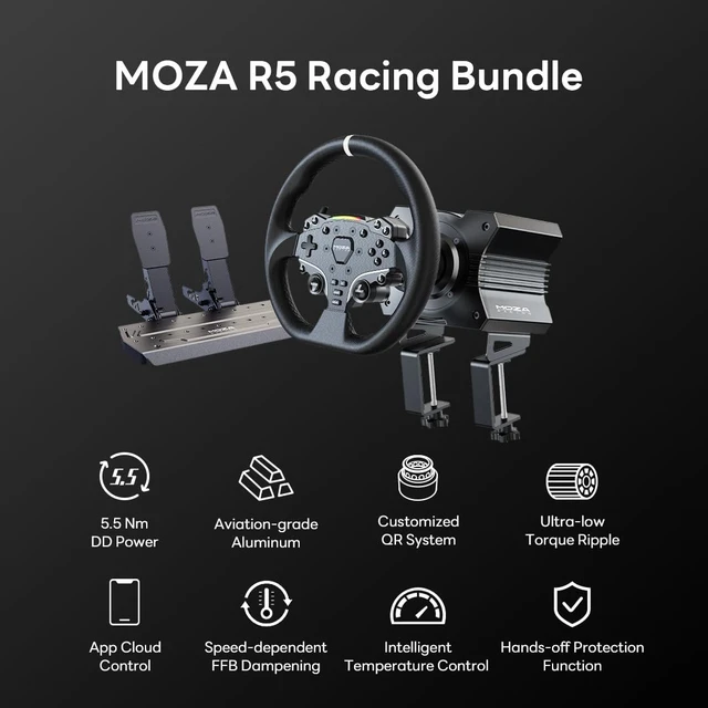 Alt view image 3 of 7 - R5 Bundle Racing Wheel, Direct Drive Base, Pedals Simulator Kit for PC