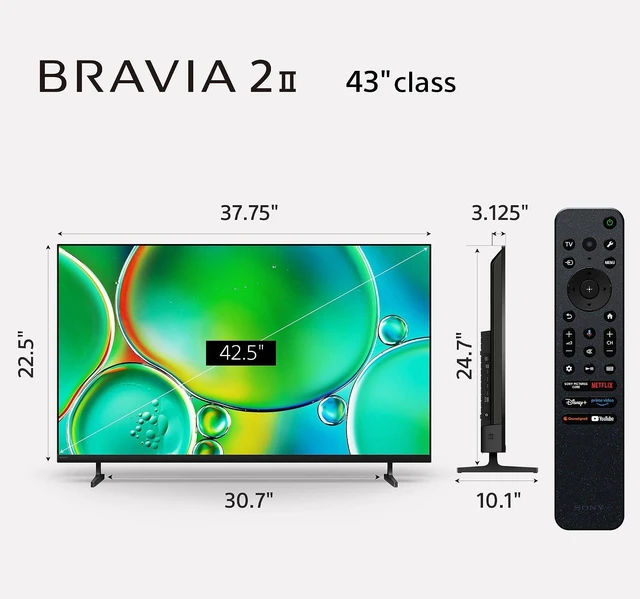 Alt view image 5 of 7 - 43 Inch BRAVIA 2 II LED 4K HDR Smart Google TV (K-43S20M2)