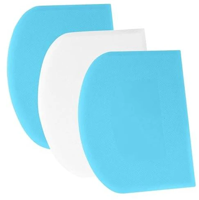 Alt view image 2 of 5 - SURDOCA Dough Scraper Bench Scraper - 3P 4.7x3.7" Plastic Flexible Bowl Scraper, Sharp Edge & Angles Cake Scraper. Non-Slip Bakeware Decorating Tools Sculpting & Modeling Tools - Green+White+G