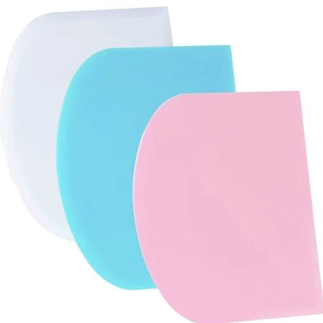 Alt view image 3 of 5 - SURDOCA Dough Scraper Bench Scraper - 3P 4.7x3.7" Plastic Flexible Bowl Scraper, Sharp Edge & Angles Cake Scraper. Non-Slip Bakeware Decorating Tools Sculpting & Modeling Tools - Green+White+G