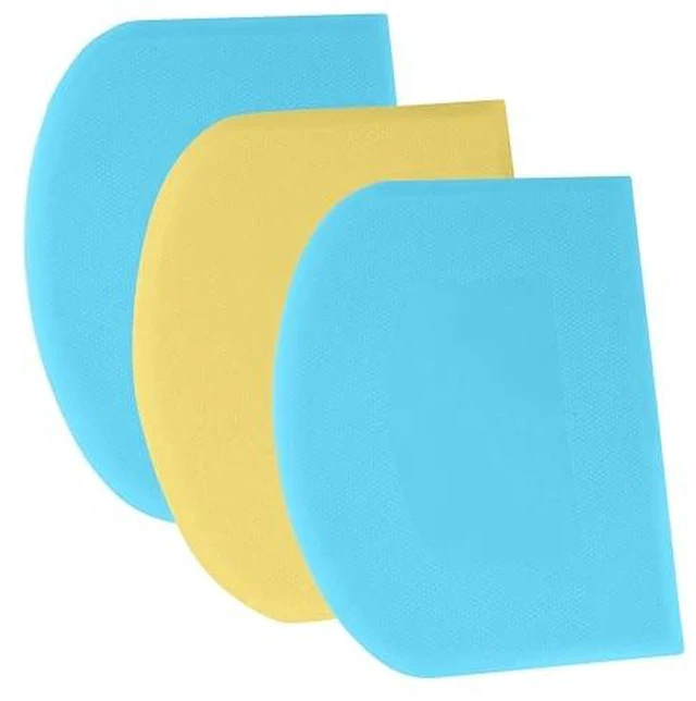 Alt view image 4 of 5 - SURDOCA Dough Scraper Bench Scraper - 3P 4.7x3.7" Plastic Flexible Bowl Scraper, Sharp Edge & Angles Cake Scraper. Non-Slip Bakeware Decorating Tools Sculpting & Modeling Tools - Green+White+G