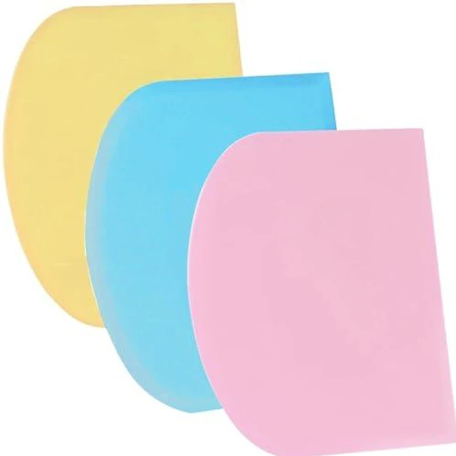 Alt view image 5 of 5 - SURDOCA Dough Scraper Bench Scraper - 3P 4.7x3.7" Plastic Flexible Bowl Scraper, Sharp Edge & Angles Cake Scraper. Non-Slip Bakeware Decorating Tools Sculpting & Modeling Tools - Green+White+G