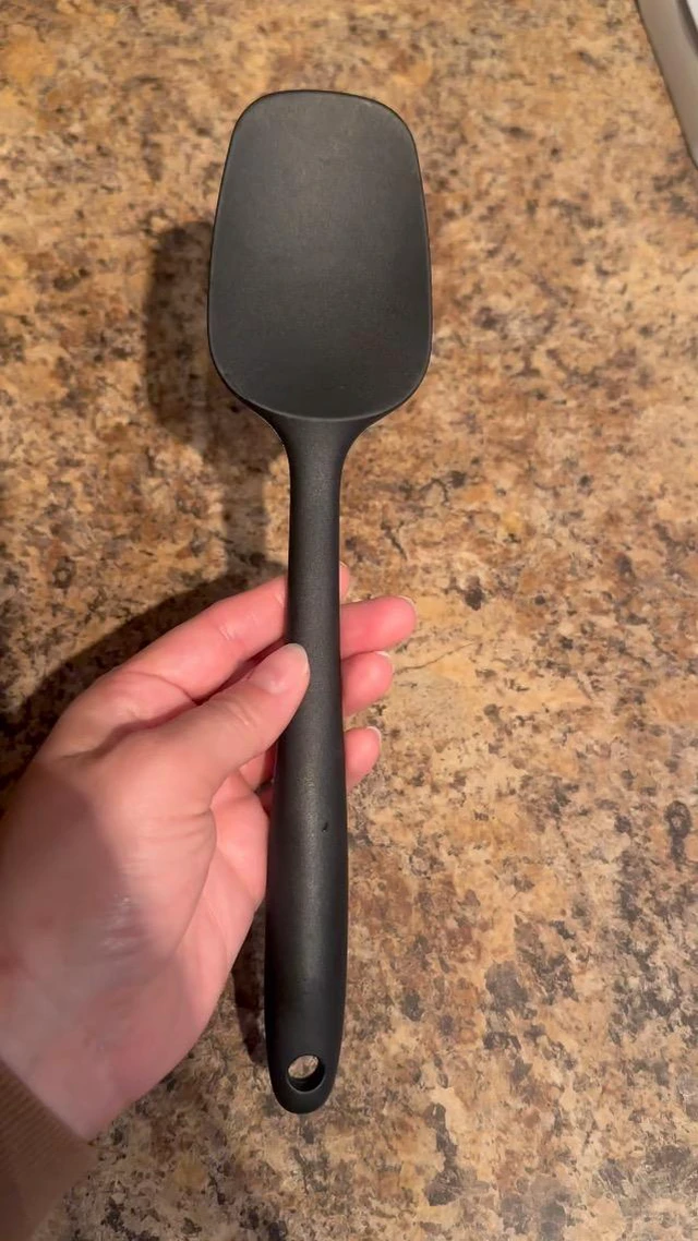 Alt view image 4 of 4 - Silicone Spatula Spoon, 11.2" Heat Resistan Rubber Spoonula, Black Non-Stick Spootula with Seamless, Flexible Scrapers for Baking Mixing Serving, Stirring. (Large 11.2)