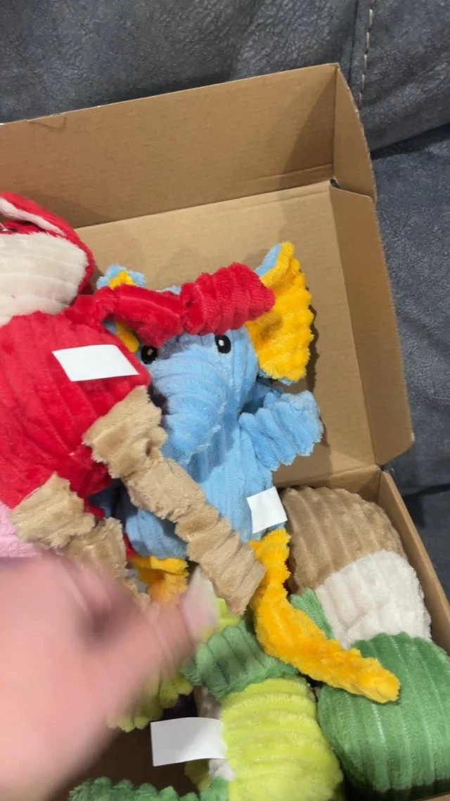 Alt view image 5 of 7 - 5 Pack Tough Dog Toys Stuffed Squeaky Dog Toys Assortment Plush Animal Dog Toy Value Bundle Puppy Pet Dog Toys for Small Medium Large Dogs