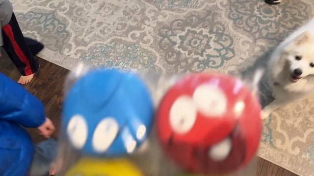Alt view image 6 of 7 - 4 Pack 2.8" Smiley Face Squeaky Dog Toys Soft Dog Balls Latex Rubber Squeak Dog Toys for Small Medium Puppy Pet Dogs (Flat Ball)