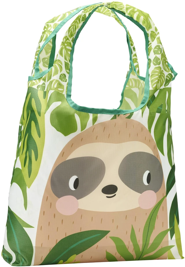 Main image of O-WITZ Reusable Grocery Bags | Vibrant Tote Bag For Groceries, Gym, Beach Gear, Toys & More | Washable Design With Large Handles For Maximum Convenience | Folds Into A Small Pouch, Sloth Green