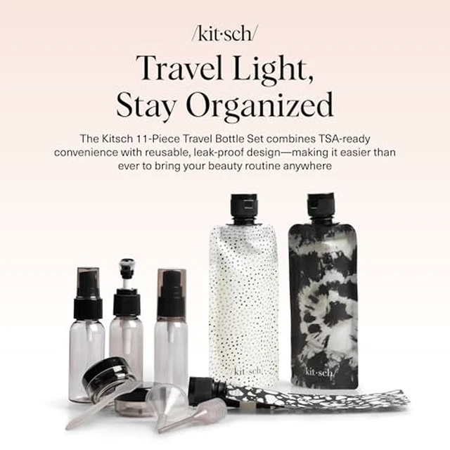 Alt view image 2 of 6 - 11 PCS Containers Travel Size Toiletries - Black & Ivory