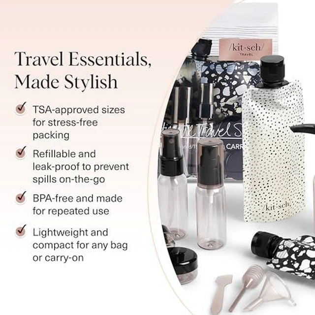 Alt view image 3 of 6 - 11 PCS Containers Travel Size Toiletries - Black & Ivory