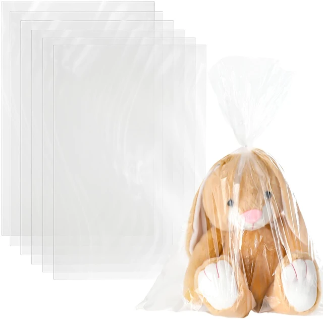 Main image of Yeaqee 100 Pcs Large Clear Plastic Bags 18" x 24" Flat Open Poly Plastic Packaging Wrap Bags for Bread Dough Clothes Packaging Storage Toy Popcorn 1.1 Mil