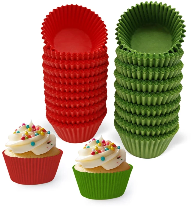 Main image of Mini Muffin Liners,500 pcs Red&Green Mini Cupcake Liners for Baking