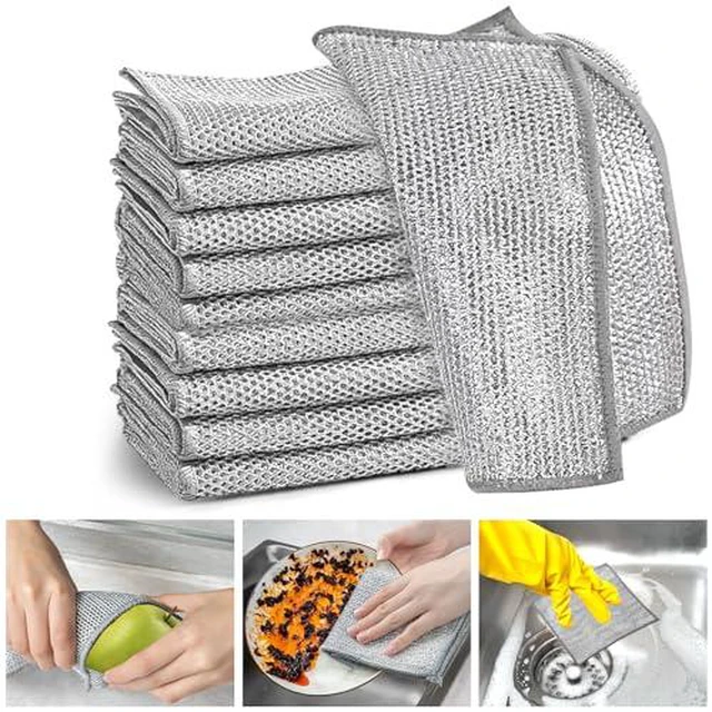 Alt view image 2 of 6 - Non Scratch Wire Dishcloth,Wire Dishwashing Rags,8 * 8 in,8 Pcs