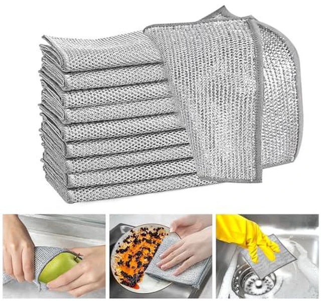Alt view image 3 of 6 - Non Scratch Wire Dishcloth,Wire Dishwashing Rags,8 * 8 in,8 Pcs