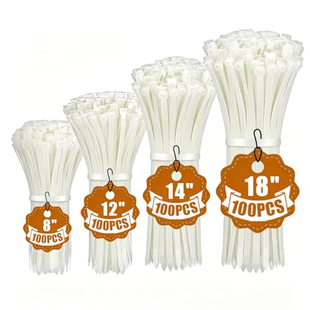 Alt view image 2 of 5 - Clear Zip Ties Heavy Duty 400 Pack Assorted Sizes 8+12+14+18 Inch