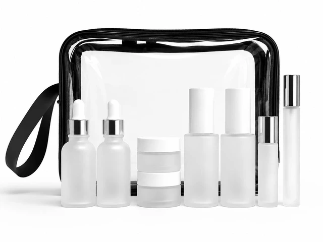 Main image of 18pcs Skincare Glass Travel Bottles with Label, Travel Size for Toiletries, Leak-Proof, TSA-Approved Toiletry Bag, Travel Containers, Cosmetic Container Kits, large