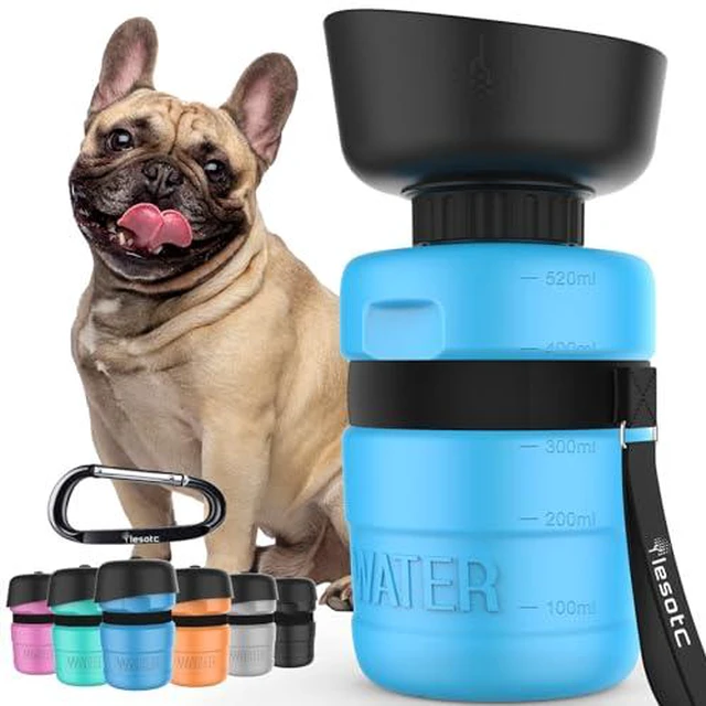 Alt view image 2 of 6 - Dog Water Bottle, Portable Water Dispenser with Bowl, Leak Proof Pet Travel Squeeze Bottle, Puppy Essentials Dog Stuff Accessories for Outdoor Walking, Hiking, Camping