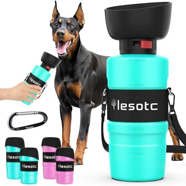 Alt view image 4 of 6 - Dog Water Bottle, Portable Water Dispenser with Bowl, Leak Proof Pet Travel Squeeze Bottle, Puppy Essentials Dog Stuff Accessories for Outdoor Walking, Hiking, Camping