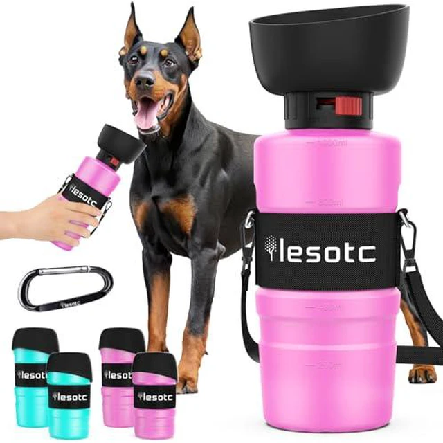 Alt view image 5 of 6 - Dog Water Bottle, Portable Water Dispenser with Bowl, Leak Proof Pet Travel Squeeze Bottle, Puppy Essentials Dog Stuff Accessories for Outdoor Walking, Hiking, Camping