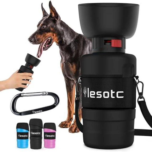 Alt view image 6 of 6 - Dog Water Bottle, Portable Water Dispenser with Bowl, Leak Proof Pet Travel Squeeze Bottle, Puppy Essentials Dog Stuff Accessories for Outdoor Walking, Hiking, Camping