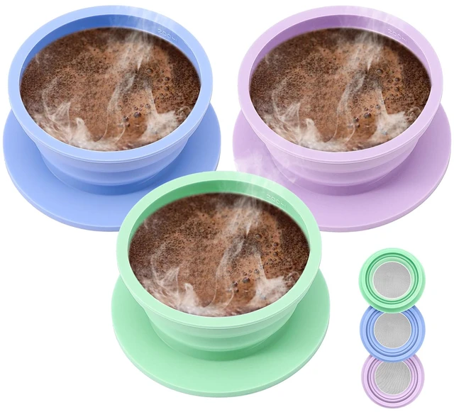 Main image of 3 Pack Collapsible Travel Pour Over Coffee Maker Camping, Paperless Travel Collapsible Pour Over Coffee Dripper Kit, Silicone Reusable Coffee Strainer Pour Over Cup