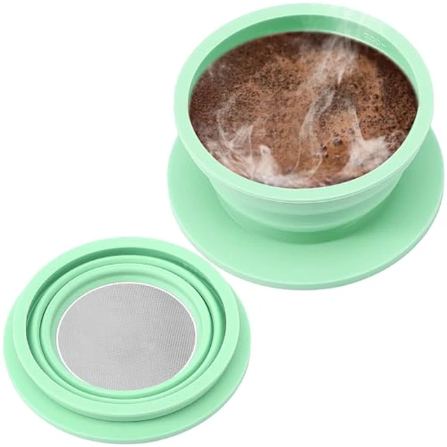 Alt view image 4 of 5 - 3 Pack Collapsible Travel Pour Over Coffee Maker Camping, Paperless Travel Collapsible Pour Over Coffee Dripper Kit, Silicone Reusable Coffee Strainer Pour Over Cup