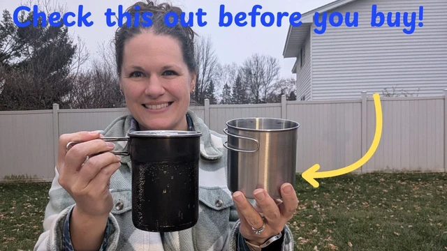 Alt view image 5 of 5 - Stainless Steel Camping Cups Mug Small Backpacking Bush Pot Set