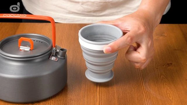 Alt view image 3 of 3 - Odoland Camping Collapsible Silicone Cup and Bowl Set, Portable Mess Kit