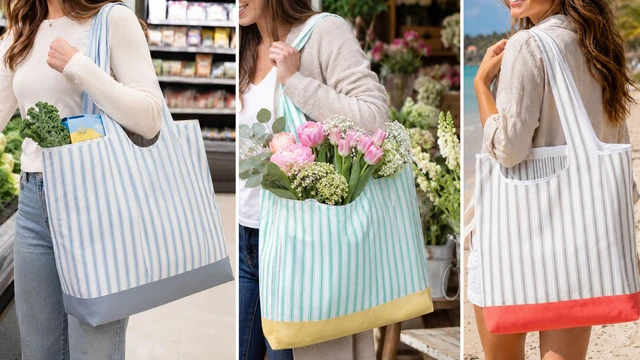 Alt view image 3 of 3 - Reusable Grocery Bags, Foldable Shopping Bag, Bulk Packable Tote
