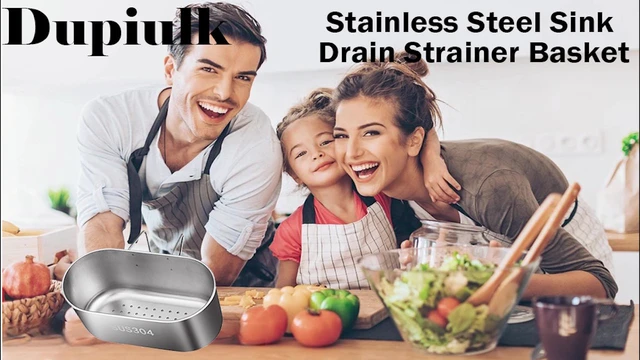 Alt view image 3 of 3 - Stainless Steel Sink Drain Strainer Basket, Multifunction Hanging Sink Strainer Colander Drain Basket, Kitchen Sink Food Waste Filter and Vegetables Fruits Clean