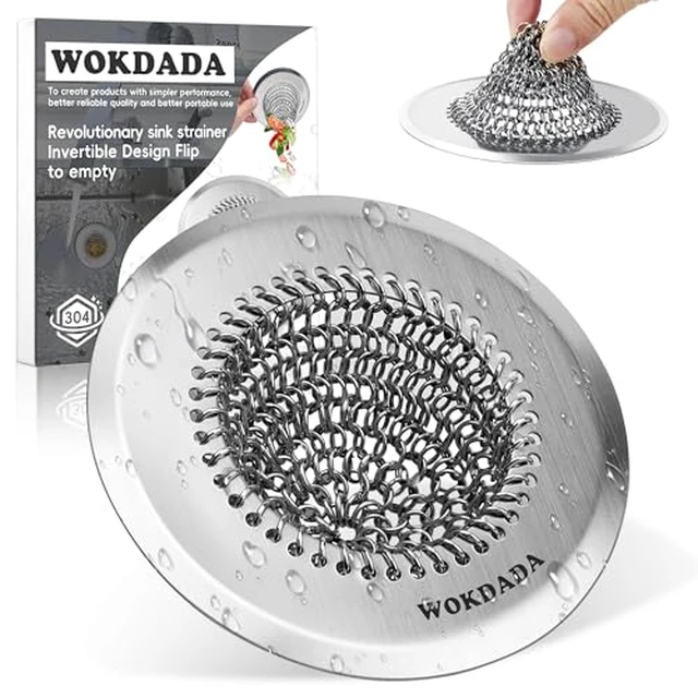 Alt view image 2 of 4 - Sink Drain Strainer,Patented Reversible Chain Mesh Basket Anti-Clog