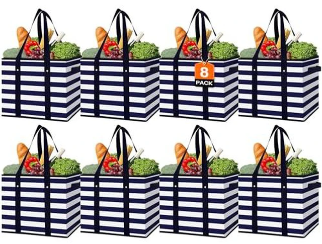 Alt view image 2 of 6 - Reusable Grocery Bags 3 Pack, Foldable & Water Resistant Shopping Bags
