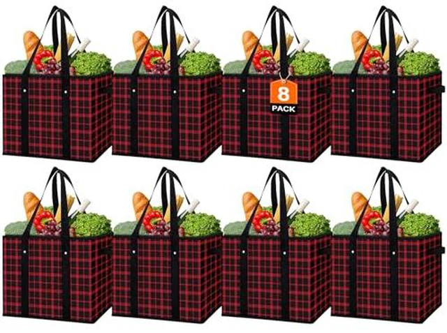 Alt view image 4 of 6 - Reusable Grocery Bags 3 Pack, Foldable & Water Resistant Shopping Bags