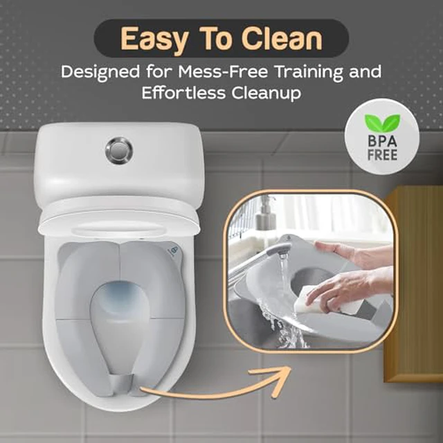 Alt view image 4 of 7 - Baby Proof Me Gray Travel Potty Training Seat - Toddler Toilet Seat Cover