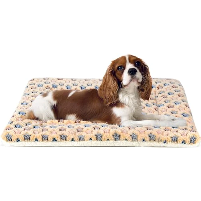 Alt view image 2 of 7 - Cat Bed Ultra Soft Dog Crate Pad Star Print 14 x 17.5 inch Brown