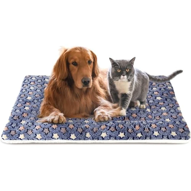 Alt view image 3 of 7 - Cat Bed Ultra Soft Dog Crate Pad Star Print 14 x 17.5 inch Brown