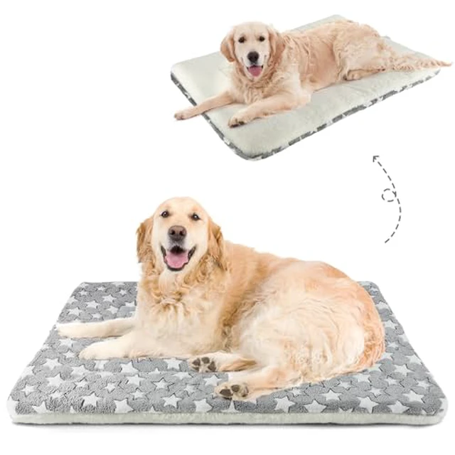 Alt view image 6 of 7 - Cat Bed Ultra Soft Dog Crate Pad Star Print 14 x 17.5 inch Brown