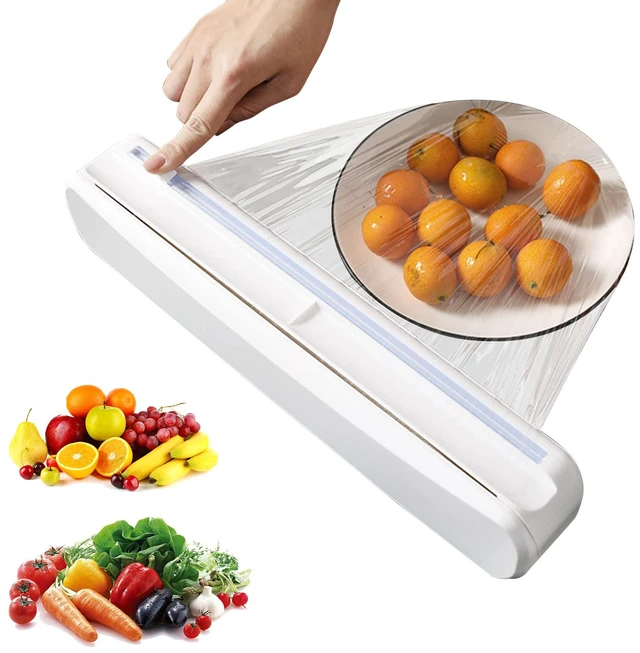 Main image of Plastic Wrap Dispenser With Cutter, Reusable Cling Film Dispenser, Cling Wrap Dispenser With Slide Cutter, Also For Aluminum Foil, Tin Foil, Baking Paper (L)