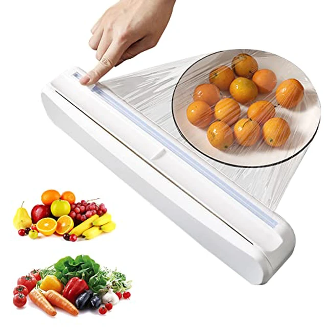 Alt view image 2 of 5 - Plastic Wrap Dispenser With Cutter, Reusable Cling Film Dispenser, Cling Wrap Dispenser With Slide Cutter, Also For Aluminum Foil, Tin Foil, Baking Paper (L)