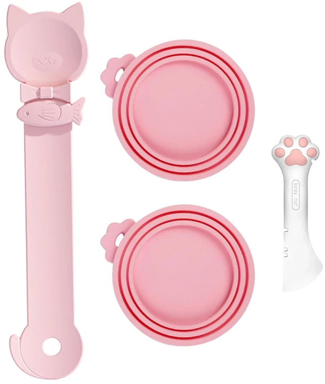 Main image of 4pcs Pet Food Can Supplies Set Silicone Cat Food Can Lids Spoons